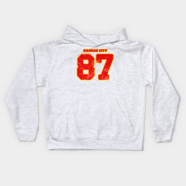 Kansas City 87 Number Swifties Football Kids Hoodie by Junmir